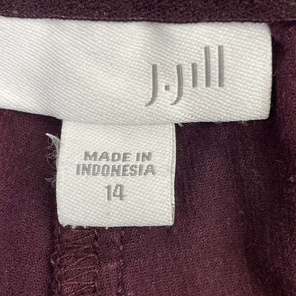 J Jill Purple Red Pull-On corduroy Pants Elastic Waist Size 14 - Picture 8 of 9